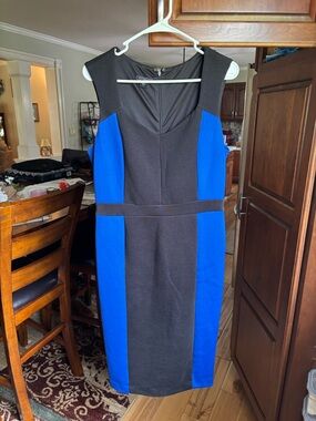 Metaphor Black & Royal Blue Colorblock Midi Sheath Dress